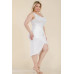 Plus Size Solid Wrap Front Tie Side Midi Dress