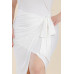 Plus Size Solid Wrap Front Tie Side Midi Dress