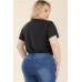 Plus Size Tie Front Drawstring Short Sleeve Crop Top