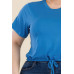Plus Size Tie Front Drawstring Short Sleeve Crop Top