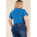 Plus Size Tie Front Drawstring Short Sleeve Crop Top