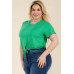 Plus Size Tie Front Drawstring Short Sleeve Crop Top