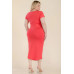 Plus Size Split Neck Bodycon Midi Dress