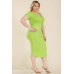 Plus Size Split Neck Bodycon Midi Dress