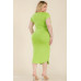 Plus Size Split Neck Bodycon Midi Dress