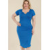 Plus Size Split Neck Bodycon Midi Dress