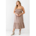Plus Smocked Cut-out Strappy Flare Hem Midi Dress