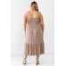Plus Smocked Cut-out Strappy Flare Hem Midi Dress