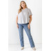 Plus Grey Cotton Blend Smoked Short Sleeve Top