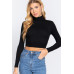 Long Slv Turtle Neck Rib Crop Knit Top