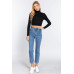 Long Slv Turtle Neck Rib Crop Knit Top