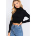 Long Slv Turtle Neck Rib Crop Knit Top