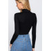 Long Slv Turtle Neck Rib Crop Knit Top