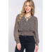 Surplice Smocked Print Chiffon Blouse