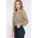 Surplice Smocked Print Chiffon Blouse
