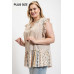 Woven Prints Mixed And Sleeveless Flutter Top With Tassel Tie