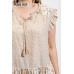 Woven Prints Mixed And Sleeveless Flutter Top With Tassel Tie