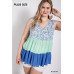 Floral Color Block Ruffle Detail Tiered V-neck Top
