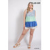 Floral Color Block Ruffle Detail Tiered V-neck Top