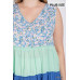 Floral Color Block Ruffle Detail Tiered V-neck Top