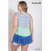 Floral Color Block Ruffle Detail Tiered V-neck Top