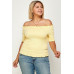 Plus Size Solid Off The Shoulder Smocked Top