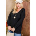 Plus Size V Neck 3/4 Sleeve Side Slit Hi-lo Sweater