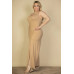 Plus Size Plunge Neck Thigh Split Maxi Dress