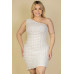 Plus Size Bubble Fabric One Shoulder Bodycon Mini Dress