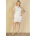 Plus Size Bubble Fabric One Shoulder Bodycon Mini Dress