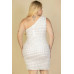 Plus Size Bubble Fabric One Shoulder Bodycon Mini Dress