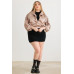 Plus Satin Zip-up Ruched Long Sleeve Cropped Bomber Jacket