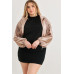 Plus Satin Zip-up Ruched Long Sleeve Cropped Bomber Jacket