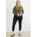 Plus Olive Ruched Long Sleeve Top