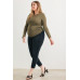 Plus Olive Ruched Long Sleeve Top