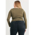 Plus Olive Ruched Long Sleeve Top