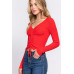 V-neck Shirring Tie Detail Sweater