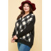 Plus Size Buffalo Plaid Knit Button Up Oversize Cardigan