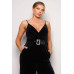Samba Rhinestone Belt Velvet Jumpsuit