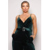 Samba Rhinestone Belt Velvet Jumpsuit