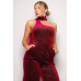 Scarf Top Glitter Velvet Jumpsuit