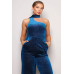 Scarf Top Glitter Velvet Jumpsuit