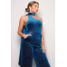 Scarf Top Glitter Velvet Jumpsuit