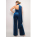 Scarf Top Glitter Velvet Jumpsuit
