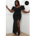 Mesh Tulle Shoulder Plus Size Maxi Dress