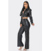 Faux Leather Set With Rhinestone Detail