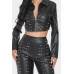 Faux Leather Set With Rhinestone Detail