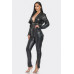 Pu Leather Zipper Pant Set