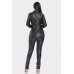 Pu Leather Zipper Pant Set