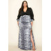 Venecia Solid/zebra V Neck Long Sleeve Belted Maxi Dress